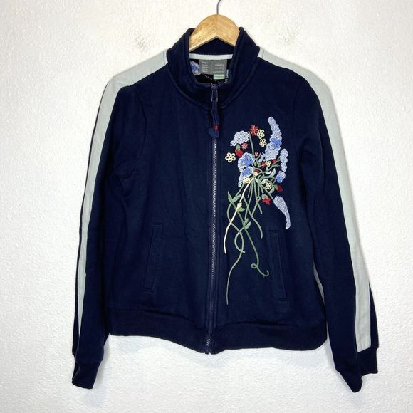 Anthropologie Navy Floral Bomber Jacket - Picture 1 of 14